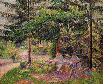 Camille Pissarro : Children in a Garden at Eragny